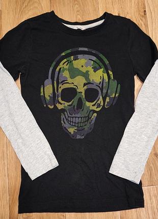 Світшот для хлопчика m&co чорний з черепом 9-10 років 140 см 100%cotton