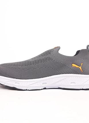 Puma тапкі мокасіни сліпони сірі з помаранчевим