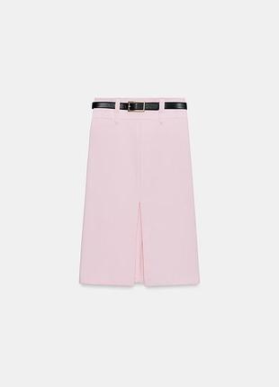 Розовая юбка-карандаш миди с ремнем zara