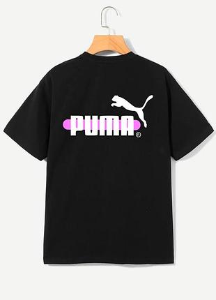 Футболка женская ровного кроя puma хлопковая свободная чёрный размеры в наличии xs, s, m, l, xl, xxl, xxxl