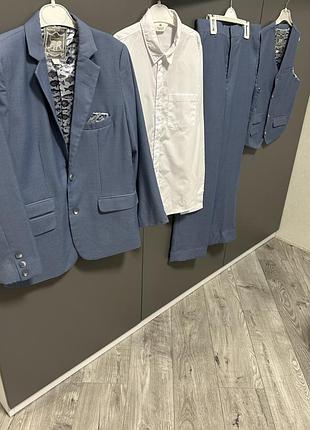 Костюм класичний шкільний блакитний трійка сорочка zara monsoon