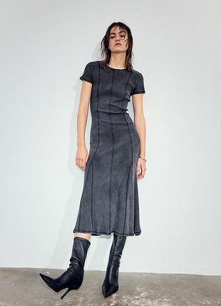 Платье миди в рубчик h&m