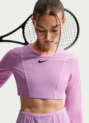 Жіночий топ nike slam women’s long-sleeve cropped tennis top іі3375-503 розмір: s