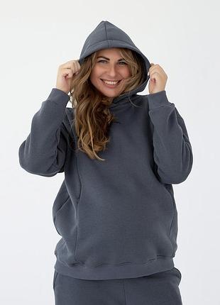 Утеплене спортивне худі з капюшоном , арт.29000 (графіт) "warm&cosy"