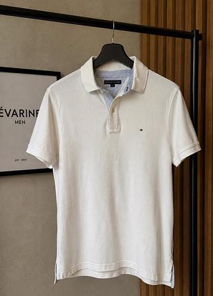 Tommy hilfiger чоловіче поло біле original classic fit бавовна