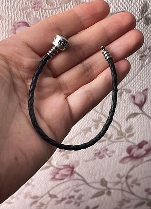 Браслет pandora пандора 17 см шкіра натуральна і срібло