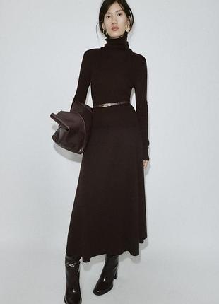 Трендова вязана сукня плаття в актуальному шоколадному відтінку zara m-l 38-40 uk10-12🔥🔥🔥