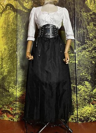 Довга готична фатинова чорна спідниця максі готичний стиль