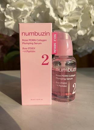 Розгладжувальна та зміцнювальна сироватка numbuzin - no.2 rose pdrn collagen plumping serum - 30ml