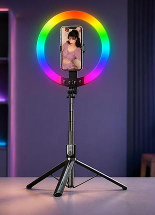 Селфі-палиця з кільцевою rgb led-лампою та функцією ai-авто-відстеження / штатив p100 з bluetooth 5.2 type-c