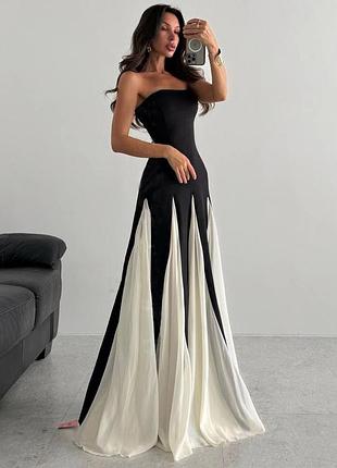 Распродажа платье prettylittlething бандо плиссированная с контрастным вставками