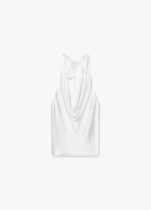 Zara l білий сатиновий топ