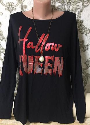 Светр жіночий чорний з написом hallow queen