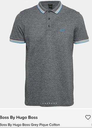 Поло чоловіче boss by hugo boss grey pique cotton polo t-shirt р.м стан нового