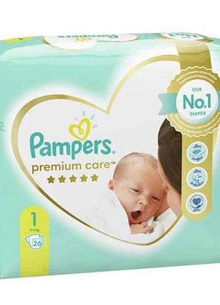 Підгузки premium care розмір 1, 2-5 кг, 26шт тм pampers