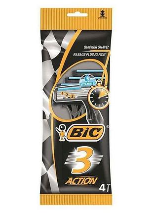 Однор. станок bic 3 для гоління action (алое) 4шт тм bic