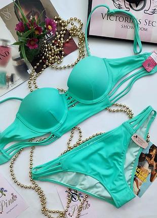 Купальник victoria's secret м'ятний бандо m 38 s 36 75a 34a 32b 70b