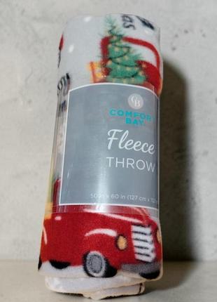 Новогодний флисовый плед comfort bay merry christmas с красными машинками (127х152 см)