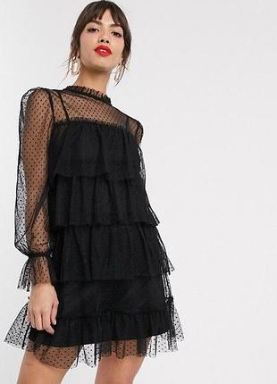 Сукня-сітка з воланами river island, розмір 12. ідеальний стан
