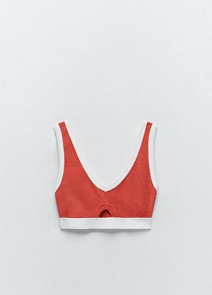 Жіночий топ zara 85% котон з v-вирізом та під грудьми