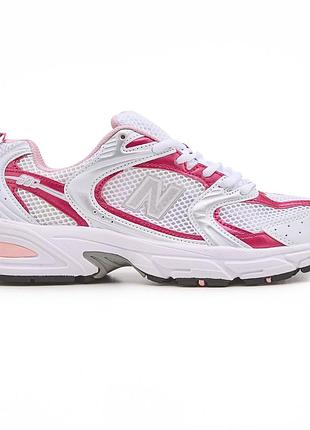 Жіночі білі кросівки new balance 530 white pink red х нью беланс 40