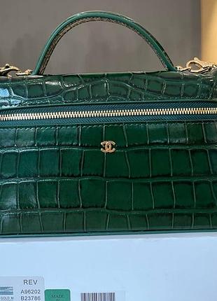 Сумка крокодил chanel зелена та чорна золота фурнітура