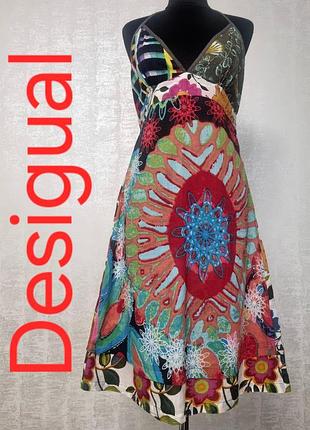 яркое летнее платье-сарафан desigual (100% хлопок)