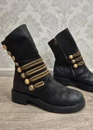 Шкіряні чоботи russell & bromley італія 37 р гусарські ботильйони мілітарі черевики