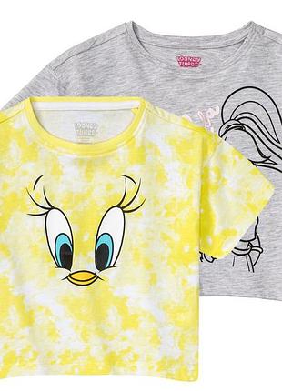 Футболка набор 2шт. укороченные для девочки disney looney tunes 437732-1 110-116 см (4-6 years) комбинированный