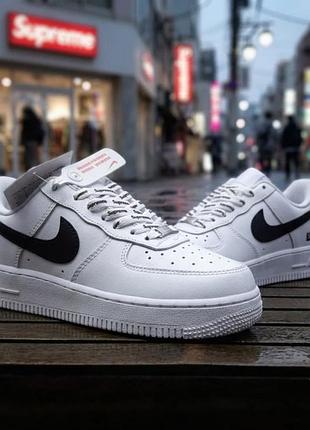 Supreme x nike air force 1 low white/black белые с черным