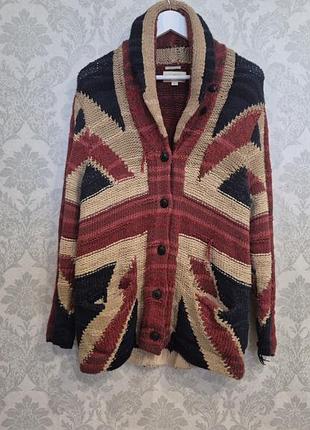 Кардиган ручной вязки denim &amp; supply ralph lauren флаг union jack 100% оригинал l