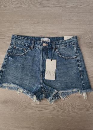 Шорты джинсовые базовые с потертостями коттон zara 36 s m 5252/102