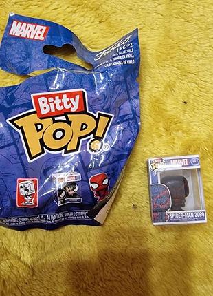 Виниловая фигурка марвел funko bitty pop spiderman 2099 человек паук 2099 игрушка человекошка человак паук 2099 фигурка мины фанко поп.