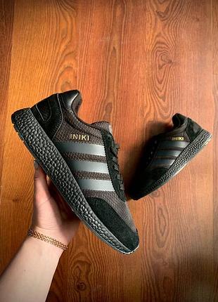 Кросівки жіночі adidas originals iniki fleece termo black & gray👟