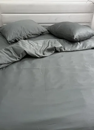 Постельное белье евро однотонная серая ecotton nid grey (полисатин)