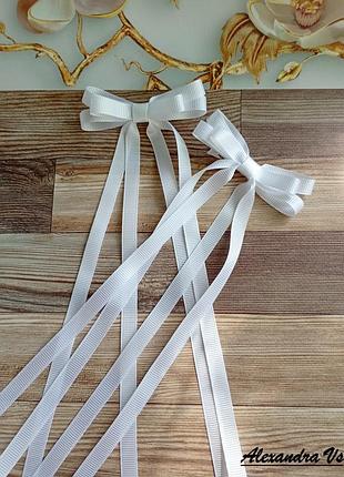 Белые корейские бантики на заколках