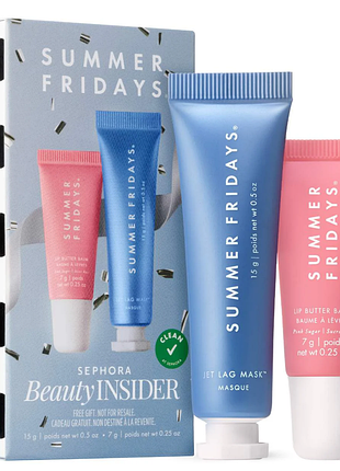 Маска для обличчя summer fridays jet lag mask, 15 мл та summer fridays lip butter balm бальзам для губ у відтінку pink sugar, 7 гр.