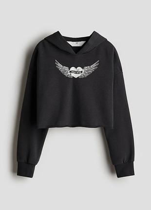 Підліткове укорочене худі з принтом h&m,, 14+