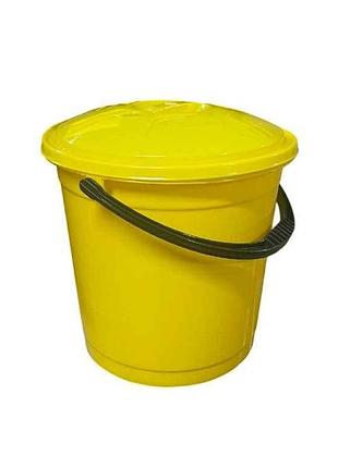 Відро пл. харчове 10л з кришкою жовте тм r-plastic