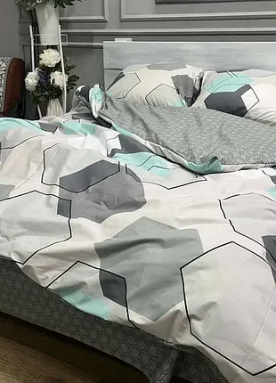 Постельное белье семейное серое ecotton 100% хлопок (бязь ranforce)