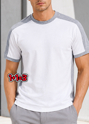 🎁1+1=3 фірмова біла чоловіча футболка hollister, розмір 50 - 52