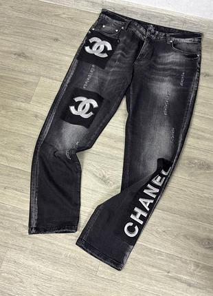 Джинси з лого chanel, m-l