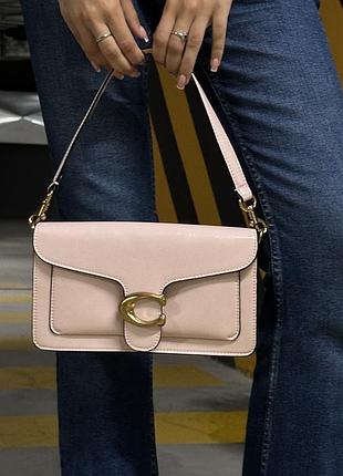 Сумка coach tabby shoulder bag 26 in polished pebble leather pink/gold