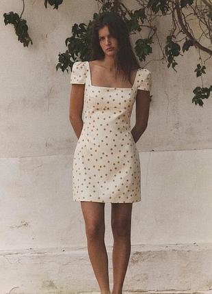 Коротка сукня з відкритою спинкою в горох від zara / короткое платье сарафан с открытой спиной зара