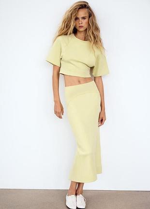 Базовая юбка миди zara / ванильная