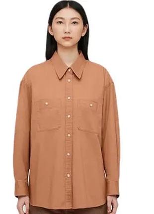 Фірмова оверсайз сорочка uniqlo u double pocket oversized long-sleeve shirt