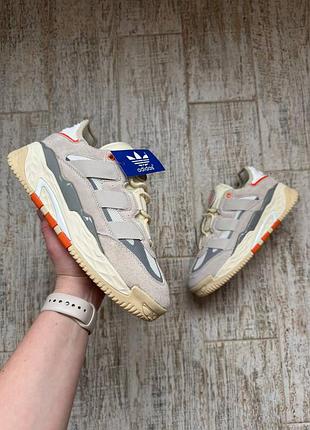 Кроссовки женские adidas niteball hd beige &amp; white &amp; orange👟