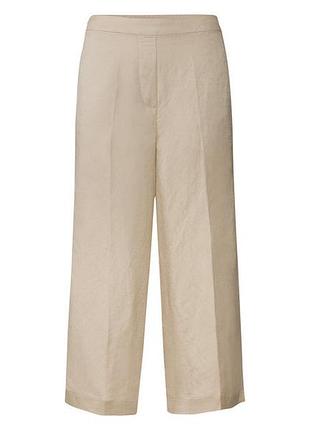 Брюки кюлоты из смеси льна и вискозы для женщины esmara lenzing ecovero 408471 42(m) бежевый