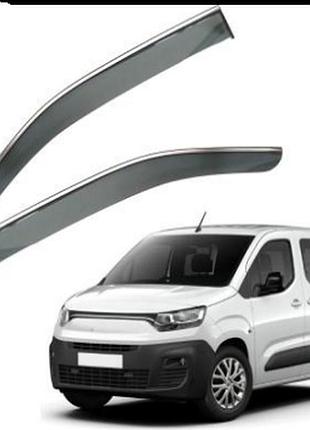 Дефлекторы окон (ветровики) fiat doblo 2022 с хром полоской (hawk)