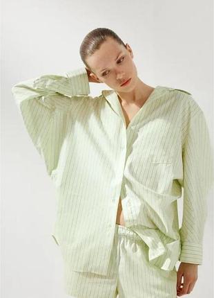 Жіноча поплінова сорочка оверсайз в смужку zara розмір xs